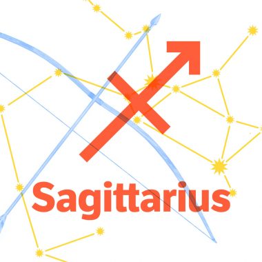 saggittarius symbol with background constellation