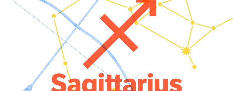 saggittarius symbol with background constellation