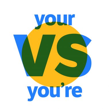 your vs you're blue text