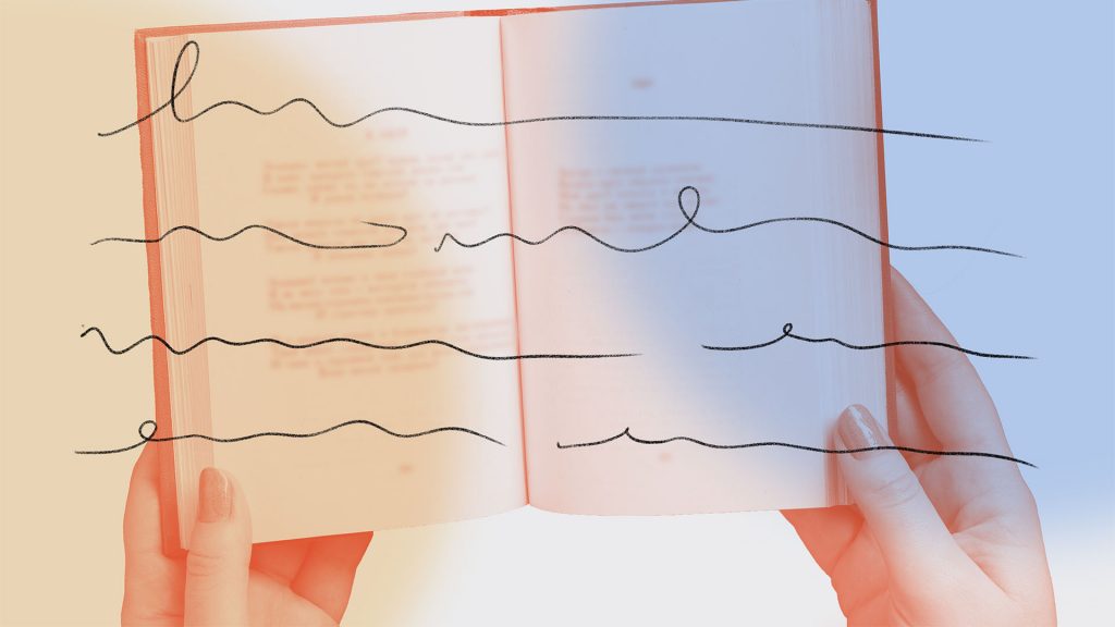 open book with squiggles