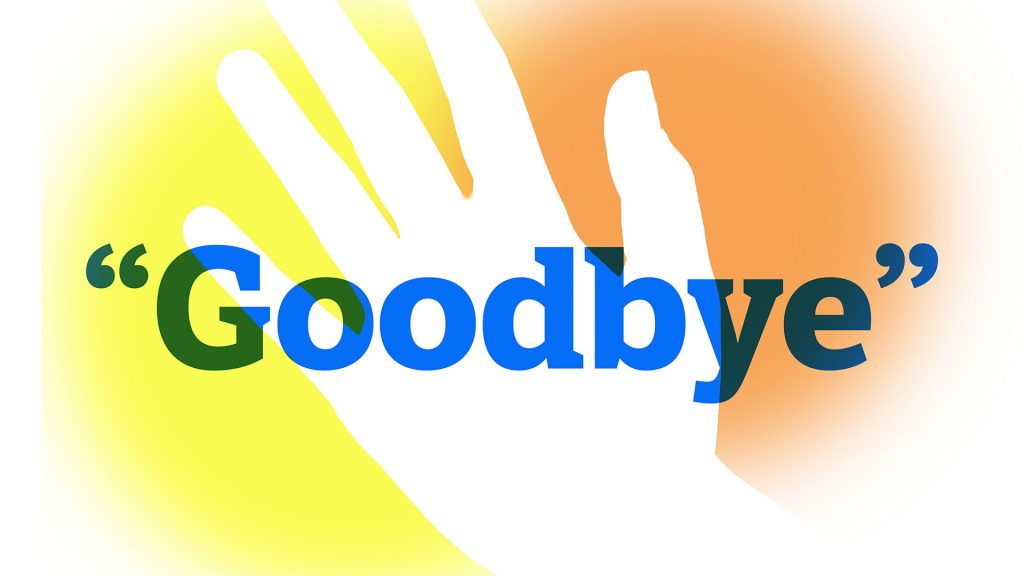 goodbye with waving hand